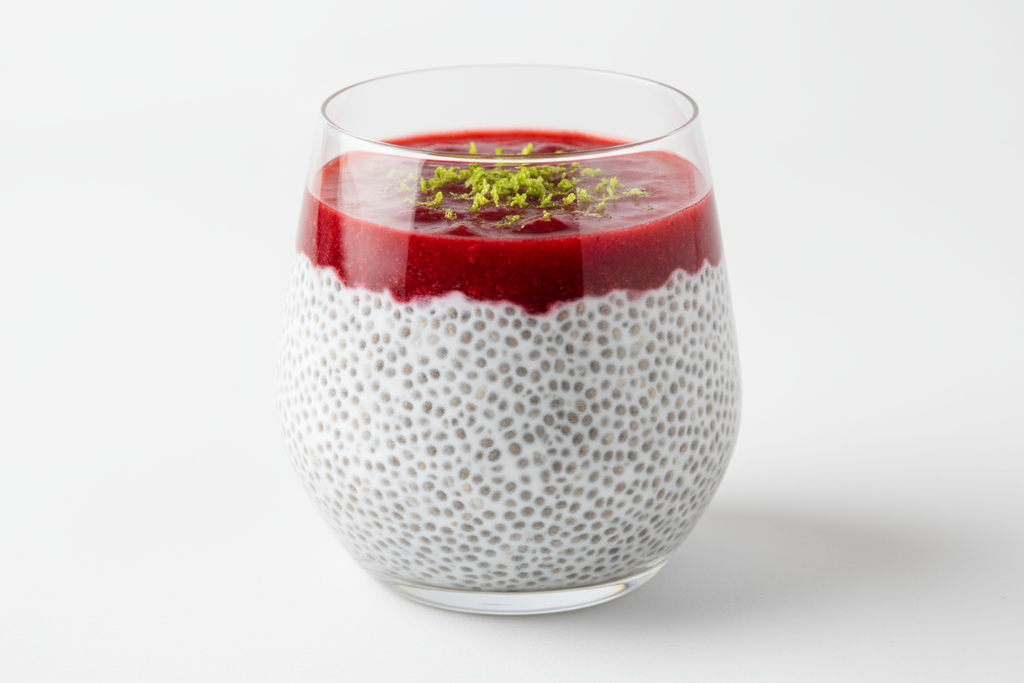 CHIA ECO, LIMA, COCO Y COULIS DE FRUTOS ROJOS