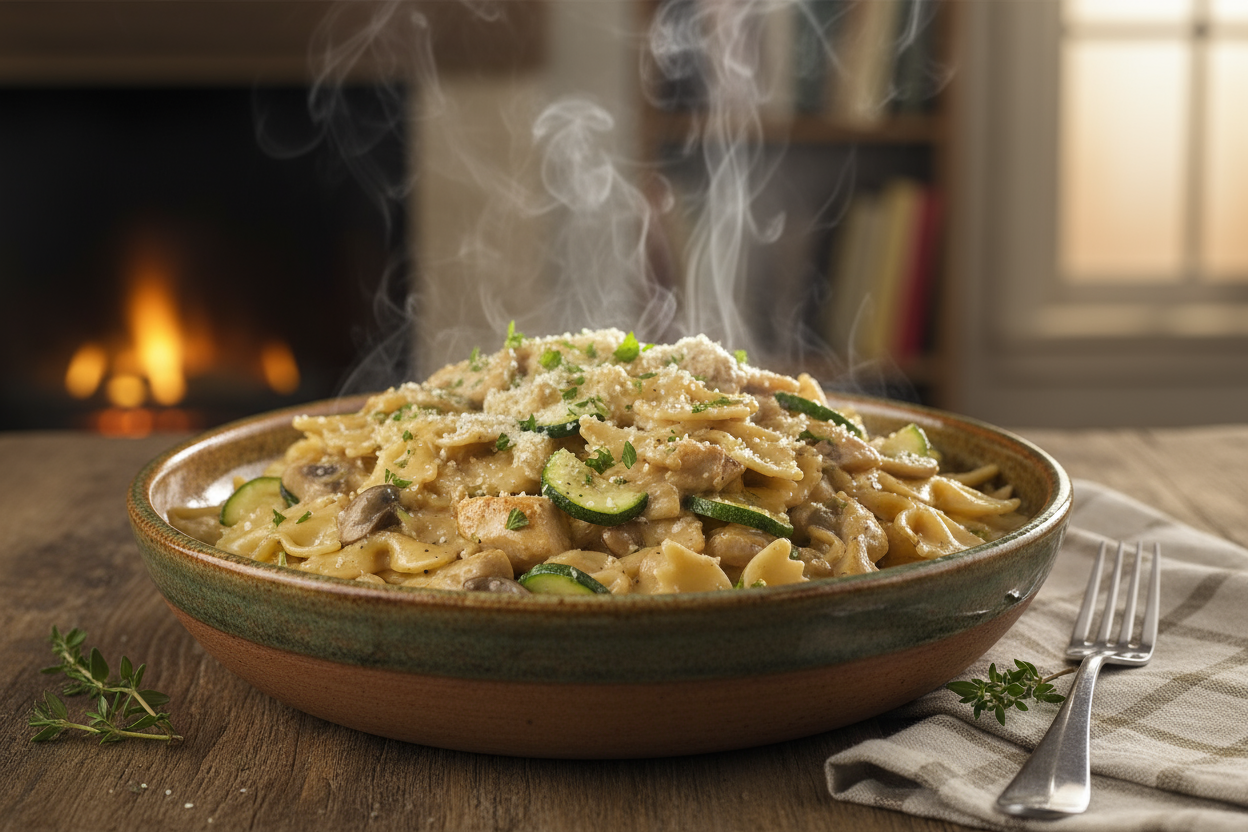 FARFALLE FORESTIÈRE CON POLLO TIERNO